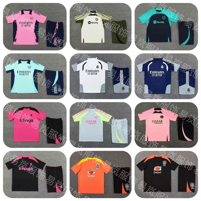 Wholesale Real Madrid Arsenal Brazil Argentina Chelsea France Adult Short-Sleeved Football Training Uniform Set