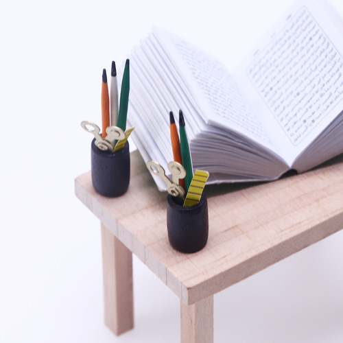 Dollhouse Doll House Mini Learning Props Accessories Simulation Pen Holder Miniature Model BJD Pencil Ruler