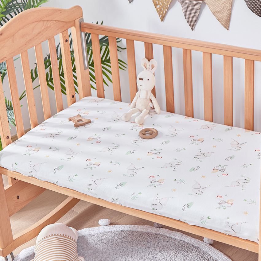 Crib fitted sheet pure cotton breathable waterproof diaper pad stitching bed baby bed sheet children bedding bedspread
