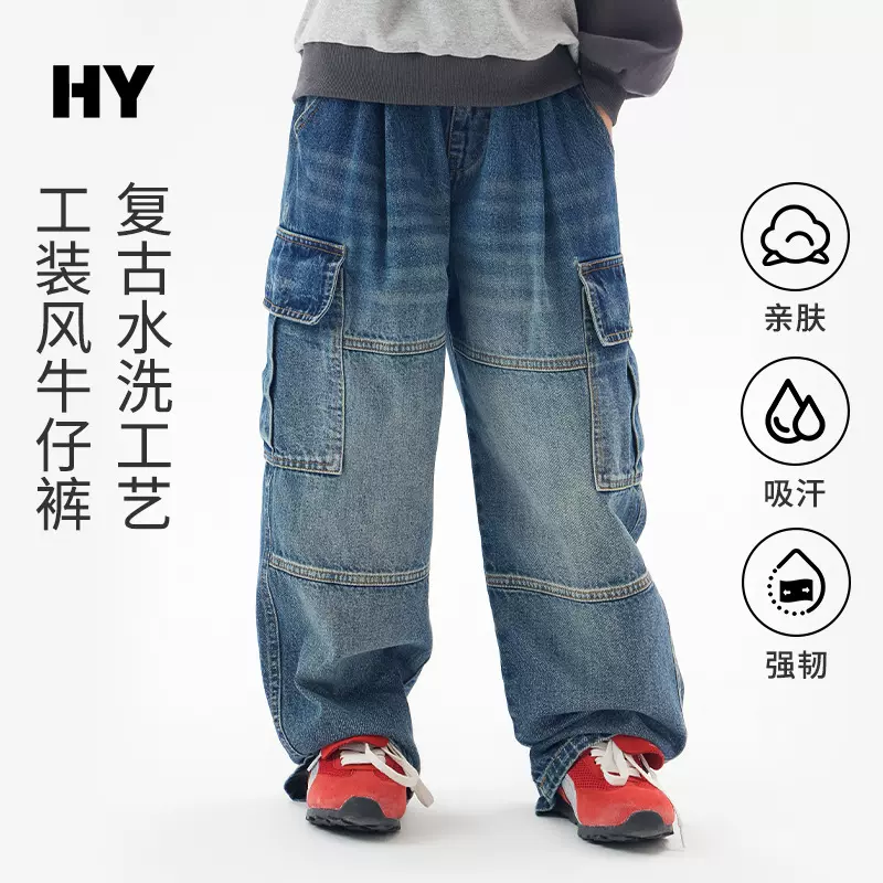 儿童工装牛仔裤2025秋季新款女童韩版柔软裤子中大童秋装休闲长裤