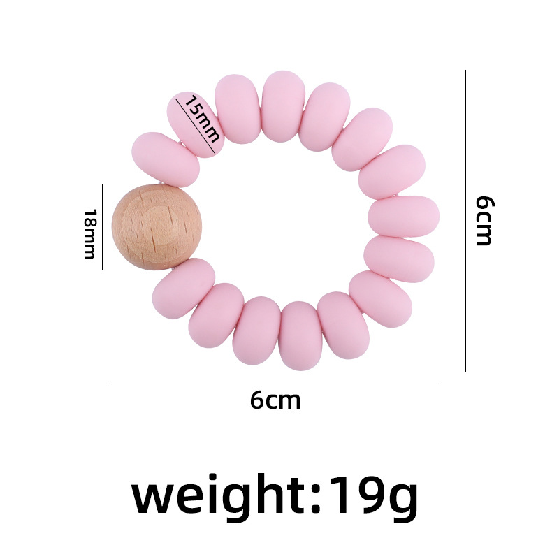 Nuevo bebé suministros granos planos espaciador creativo bebé silicona mordedura haya molar pulsera mordedor juguete