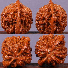 核桃盘玩文玩四座楼狮子头把玩手把件古玩特大手盘王勇官帽麒麟纹