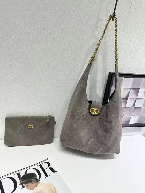 一件代发2025新款嬉皮包小香风菱格链条单肩hobo水桶包女潮腋下包|undefined