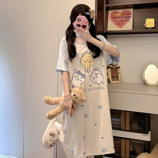 Girls Nightgown 2025 New Summer Modal Cool, Plaid and Cute High School Student Girls Home Clothes Skirt