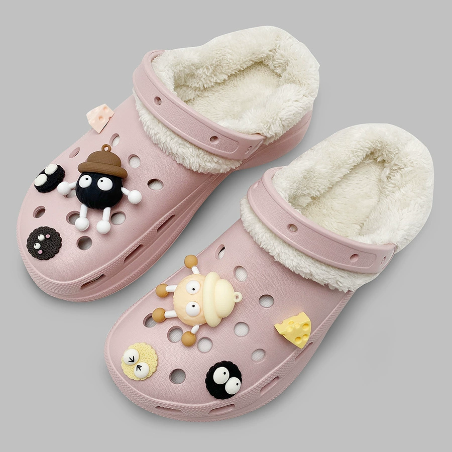 Winter cartoon fleece keep warm slippers platform