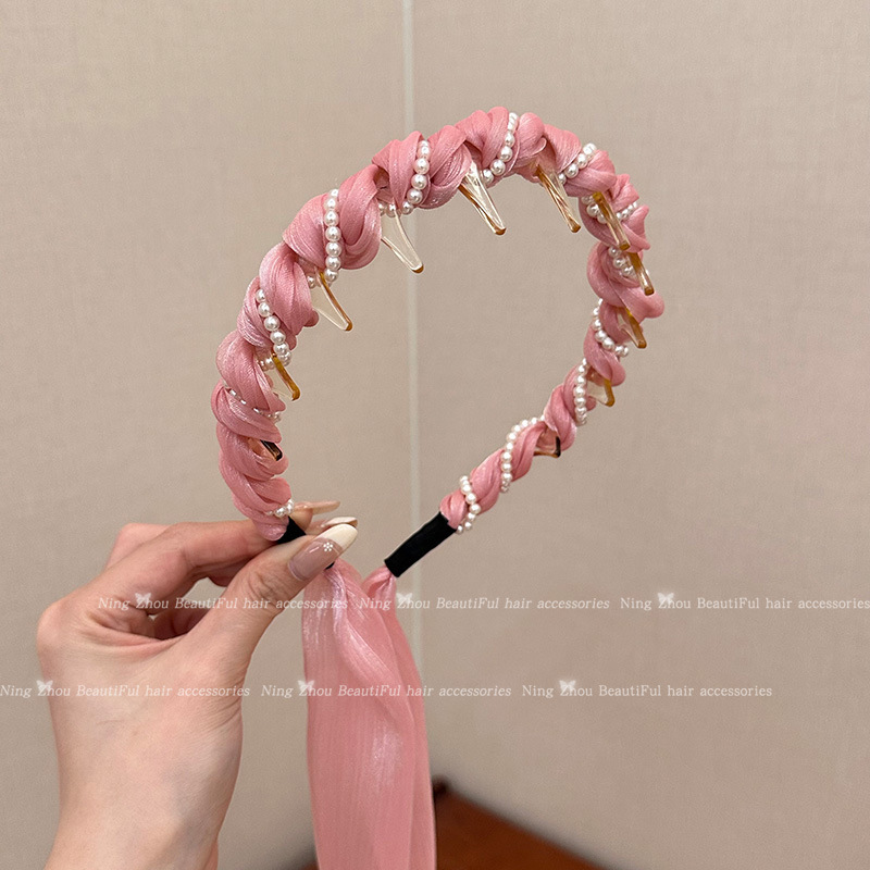 珍珠高颅顶发箍女2025新款夏季洗脸头箍高级感日常外戴压发卡发饰|undefined
