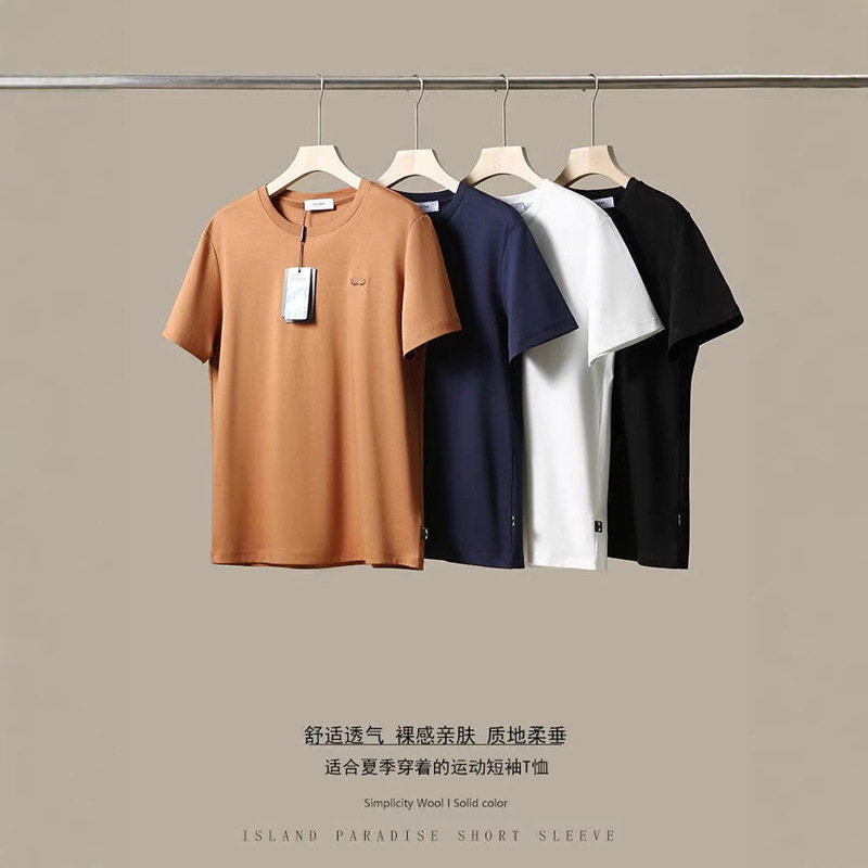 Light Luxury Feel, Devil's Eye High-End 80-Count Liquid Ammonia Pima Cotton Couple's Style Spring and Summer Men's Round Neck Short-Sleeve T-Shirt