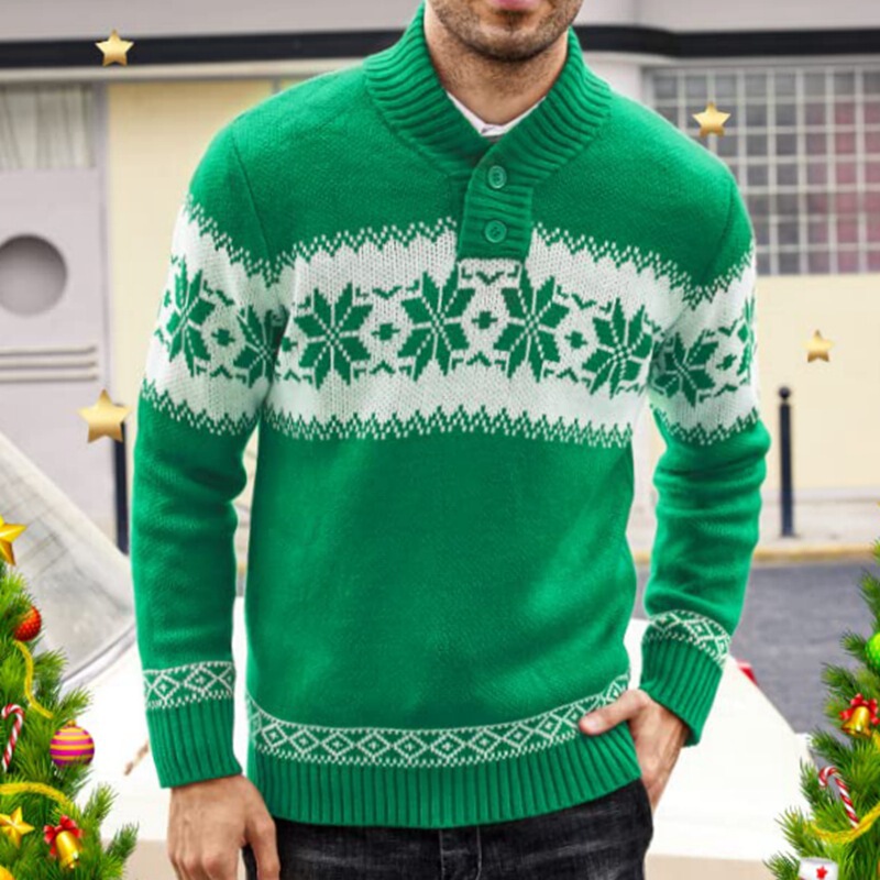 Amazon Foreign Trade Men's Autumn and Winter New Pullover Sweater Long Sleeve Christmas Jacquard Knitted Sweater for Men SY0033