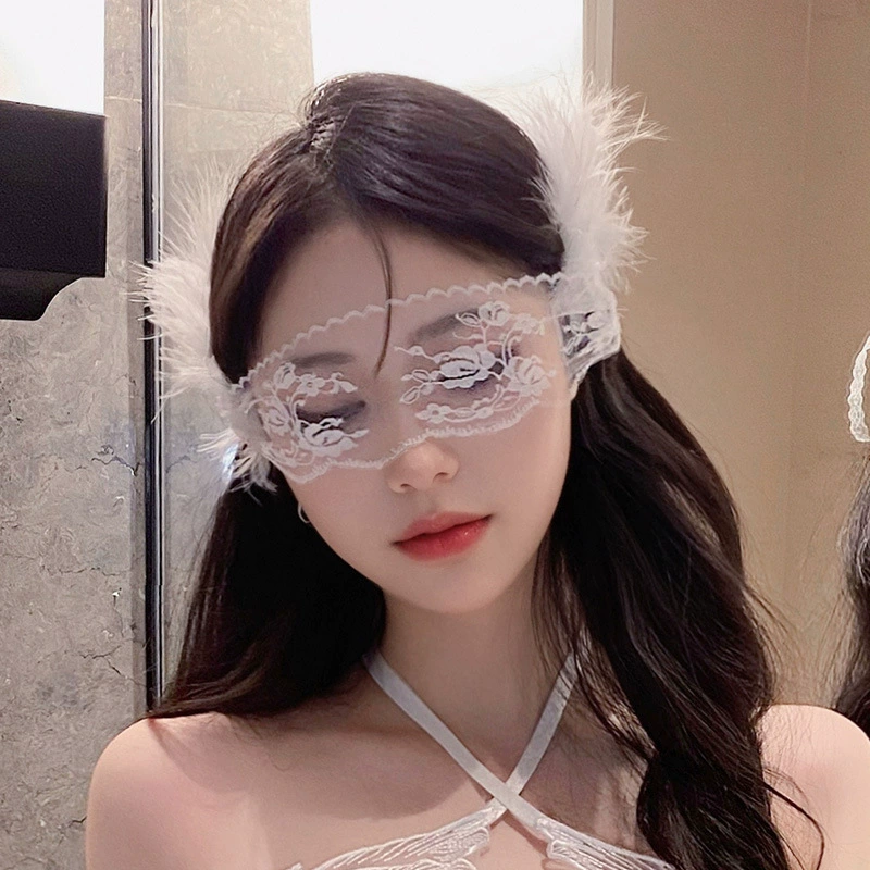霏慕 Abstinence style pure lust style French elegant lace eye mask SM flirting veil adult products 7641 black and white