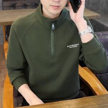 半拉链卫衣男款春秋季高级感灰色立领POLO打底衫秋冬无帽长袖t恤