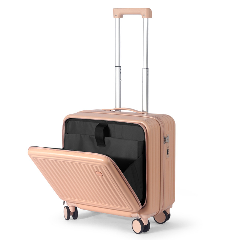 Regalo personalizado con tapa abierta maleta de computadora 18 pulgadas multifuncional maleta de embarque femenina contraseña maleta de viaje