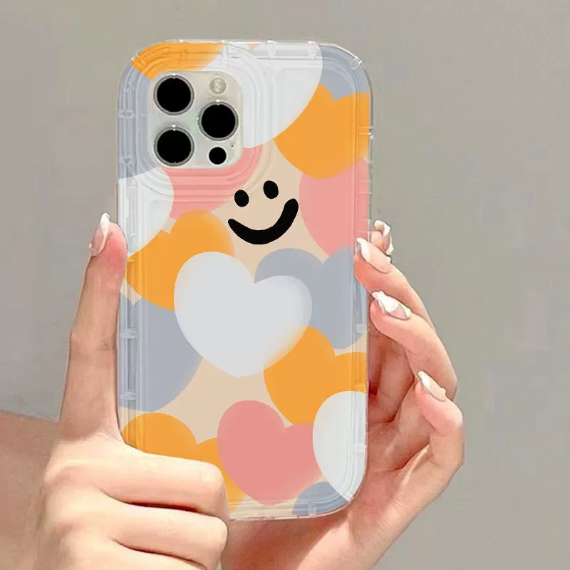 Подходит для iPhone16Pormax чехол для мобильного телефона 14pro цвет любовь улыбка лица 12 всесторонний 15/13 защитный чехол