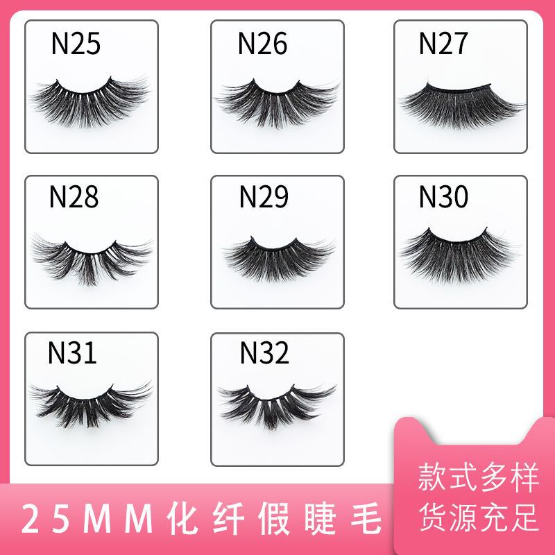 25mm Pair of False Eyelashes, Multiple Styles, Natural, Long, Criss-Crossed, Thick, Handmade Eyelashes for Natural Makeup