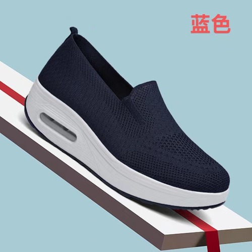 Cross-border large size rocking shoes for women thick-soled heightening sports and casual shoes for women slip-on fly mesh air-cushion walking shoes