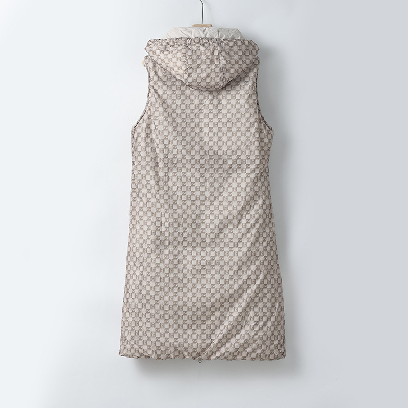 Cappotto gilet in cotone double face da donna – Piumino lungo e sottile invernale coreano, caldo capospalla reversibile (nero/bianco sporco/marrone/cachi, L-XXXL)_voghion.com