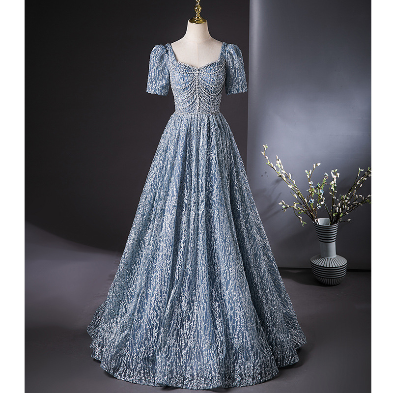 Gaoding vestido de noche anfitrión sequinado 2026 nuevo vestido de reunión anual temperamento de lujo ligero de alta gama ropa de examen de arte