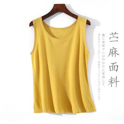 Ramie vest summer mm Outer wear thin 2021 Easy Large Sleeveless knitting Base coat camisole jacket