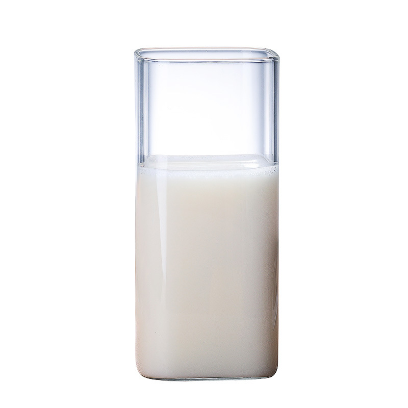 Venta al por mayor multi-especificación cuadrado de vidrio transparente de una sola capa taza de vidrio de borosilicato doméstico jugo de leche taza de café