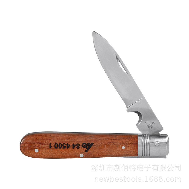 Mango de madera cuchillo plegable electricista con cuchilla y alambre y cable escariador peeling electricistas cuchillo