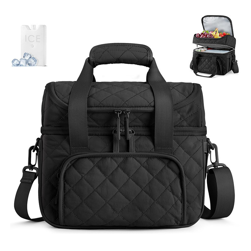 Bolsa de almuerzo de mujer, caja de almuerzo aislante de doble capa, bolsa de almuerzo refrigerada a prueba de fugas con correa de hombro ajustable, bolsa de almuerzo refrigerada