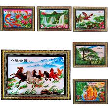 三维立体画加厚PET墙画植绒立体福门贴门画对联春联厂家批发绒布