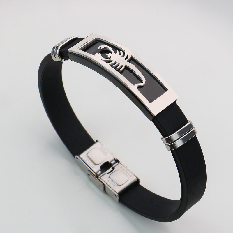 Amazon explosions jewelry European and American fashion personality silicone stainless steel men and women with the same couple titanium steel bracelet wholesale