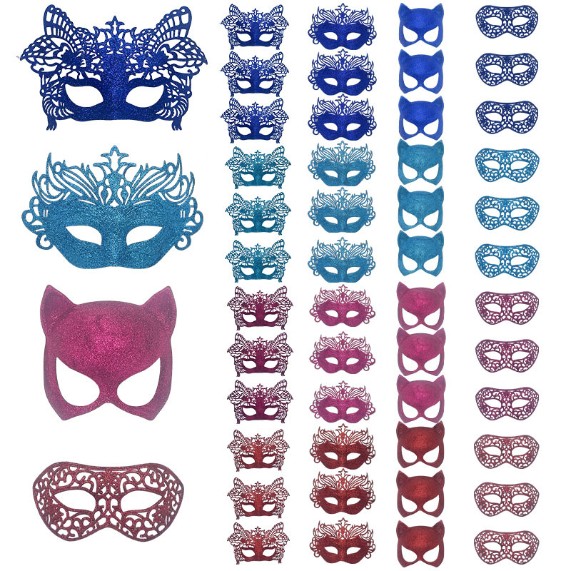 2025 Amazon nuevo carnaval europeo y americano polvo agujero conjunto de máscaras combinadas máscaras de baile de maquillaje