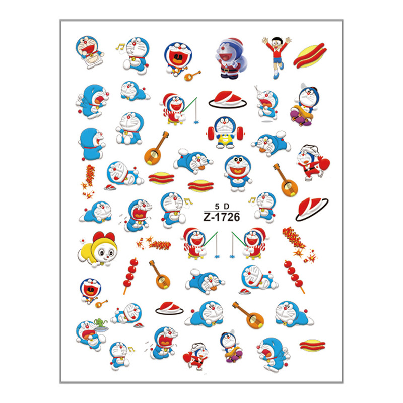 Redanco new 5D relief cartoon Doraemon nail art stickers stereo adhesive nail stickers wholesale
