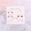 [7 pair] One week's earrings female Korean version of individual geometry love small earrings explosion earrings combination