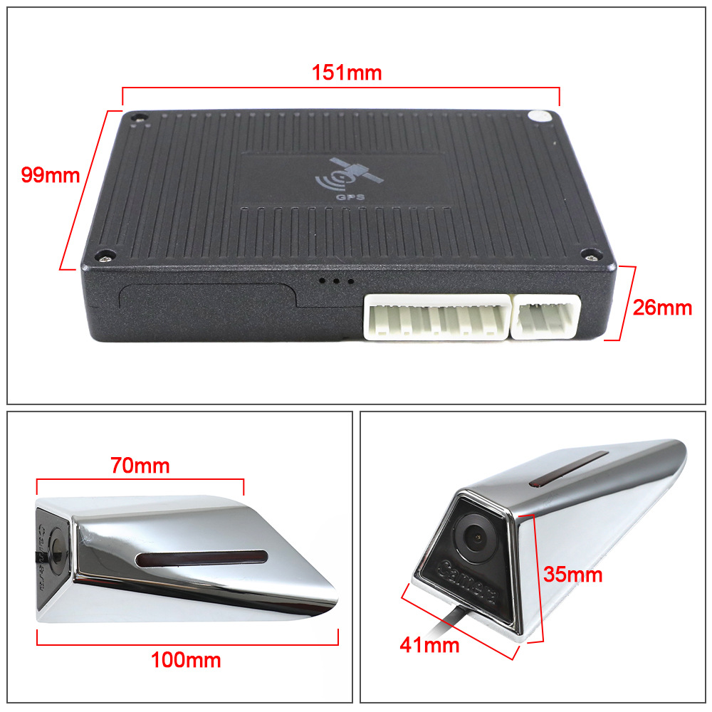 Universal car dash cam with 360-degree panoramic view, sentinel mode, BSD blind spot monitoring, AI recognition, and GPS