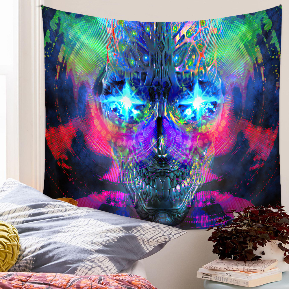 Psychedelic Tapestry Bohemian Tapestry Background Cloth Skull Tapestry Customization display picture 6