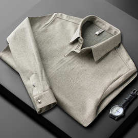 时尚隐藏拉链式衬衫男长袖2025新款春季显瘦商务免烫百搭小众衬衣