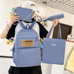 New Style Primary School Student Backpack Tutor Bag Set of Four Korean Version Simple Large Capacity Dual Shoulder Bag Trendy Campus Backpack