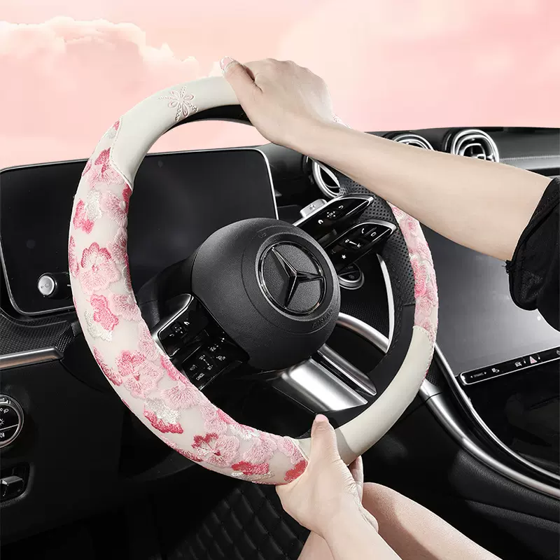 2025年新款风蕾丝汽车方向盘套厂家直销一件代发车载女神跨境外贸