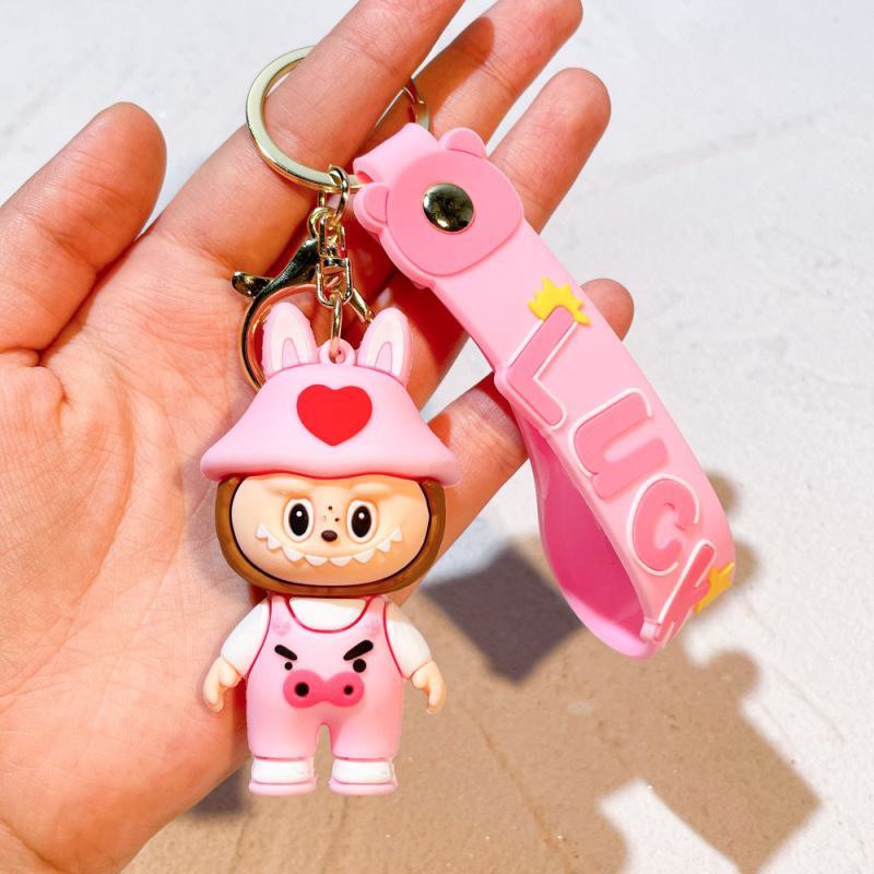 Labubu ラブブキーホルダー漫画出っ歯人形ランドセルペンダント車のキーチェーン小さなギフト卸売|undefined