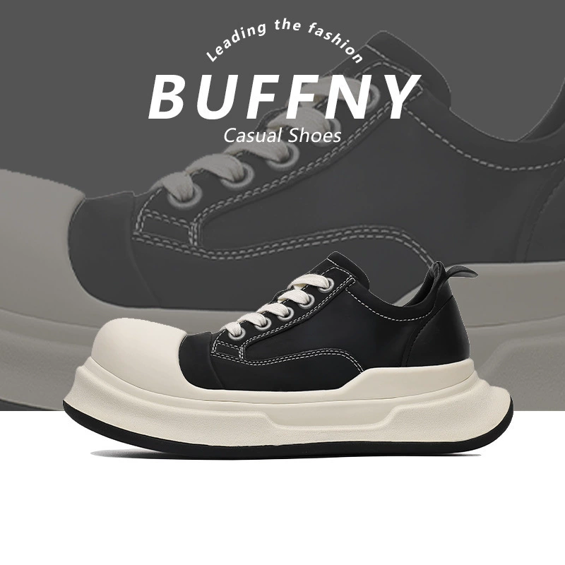 Парные туфли с большой головой 2024 летом новая уродливая кожа толстая подошва увеличивает повседневные дикие тенденции дизайн обувь