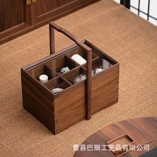 New Wooden Moon Cake Box Portable Snack Cake Packaging Box Purple Sand Tea Set Tea Box Mid-Autumn Festival Moon Cake Box