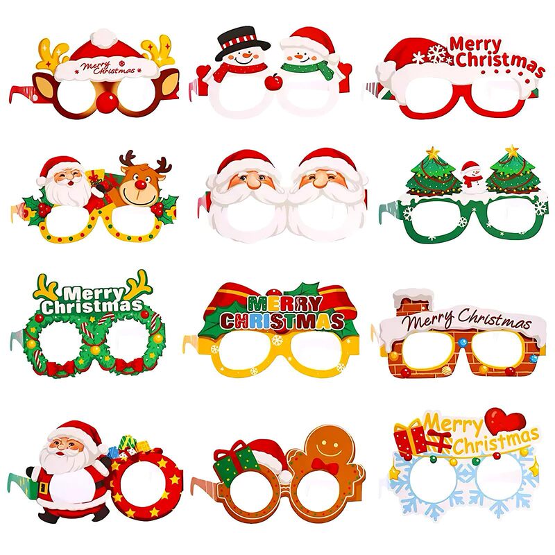 Cross-border Christmas themed party photo decoration glasses, party celebration scene arrangement photo props Cross-border Christmas themed party photo decoration glasses, party celebration scene arrangement photo props