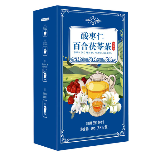 Chen Hua Yuan Sour Jujube Seed, Fu Ling, Lily Bulb Tea for Men and Women, Health Tea, Herbal Tea Bags, Triangle Packaging, Non-Sleep Drinking Herbal Tea