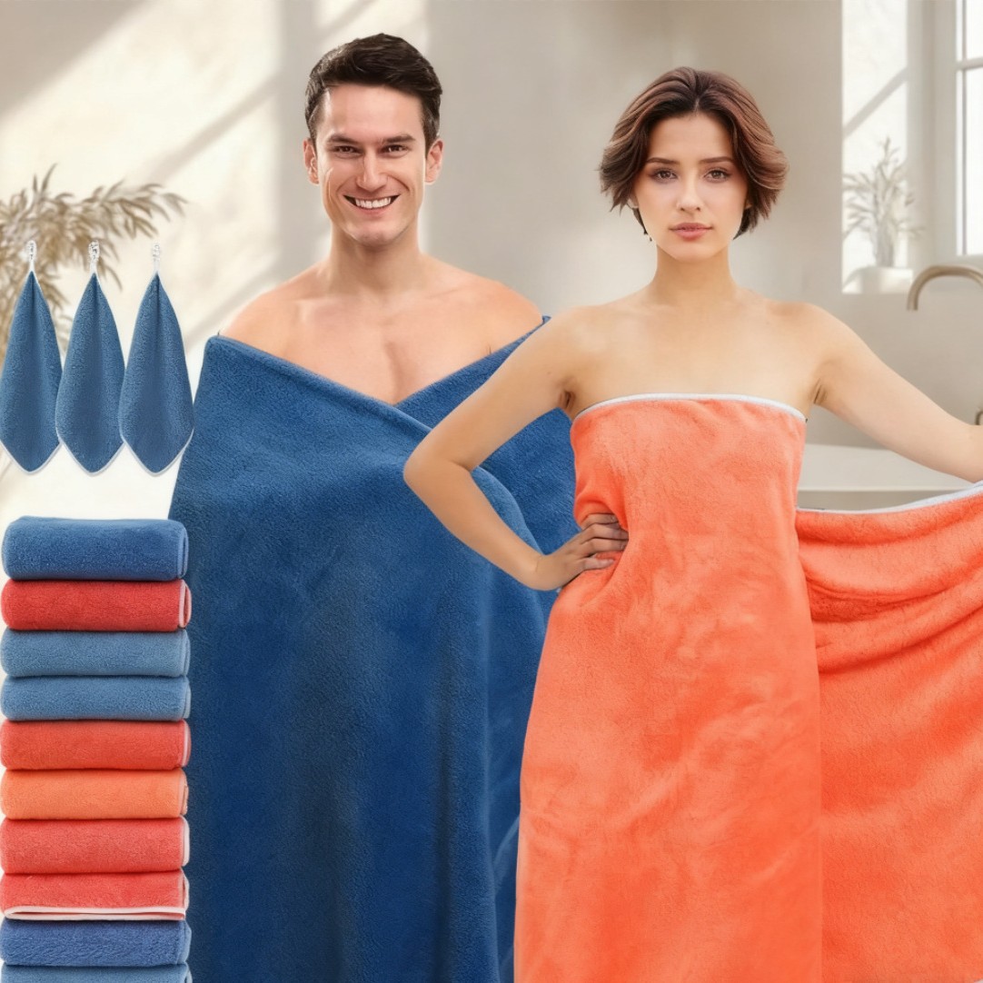 工厂直销加厚加大珊瑚绒平布浴巾毛巾洗澡成人家用宿舍跨境代发