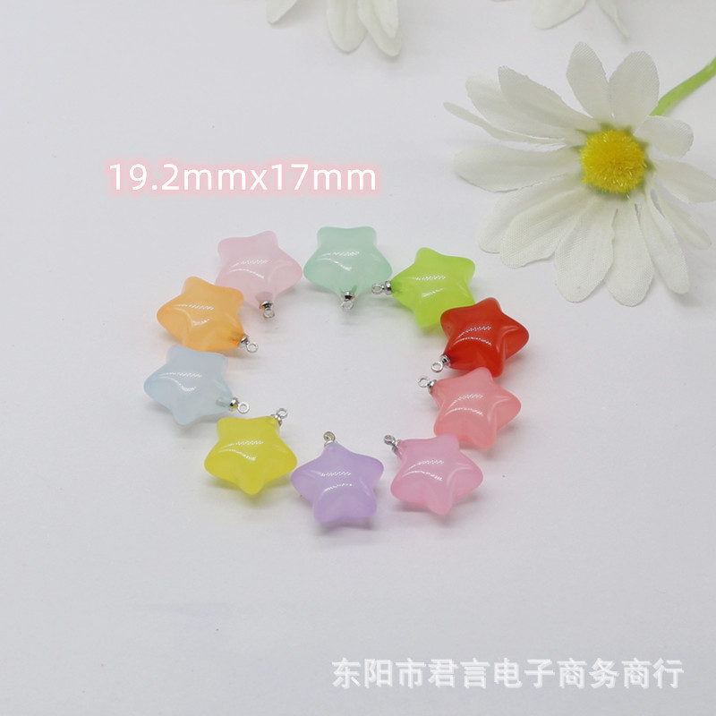 Candy color five-pointed star pendant three-dimensional star diy earrings jewelry pendant key chain mobile phone chain accessories