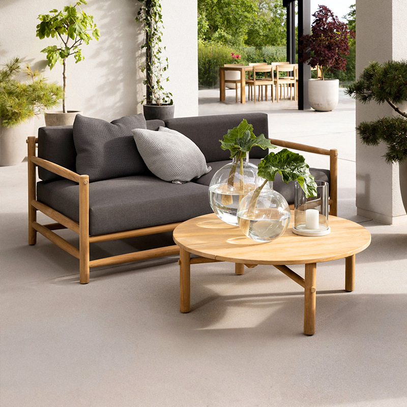 Sofá de teca al aire libre patio terraza muebles de ocio impermeables hotel villa jardín casa combinación de sofá de madera maciza