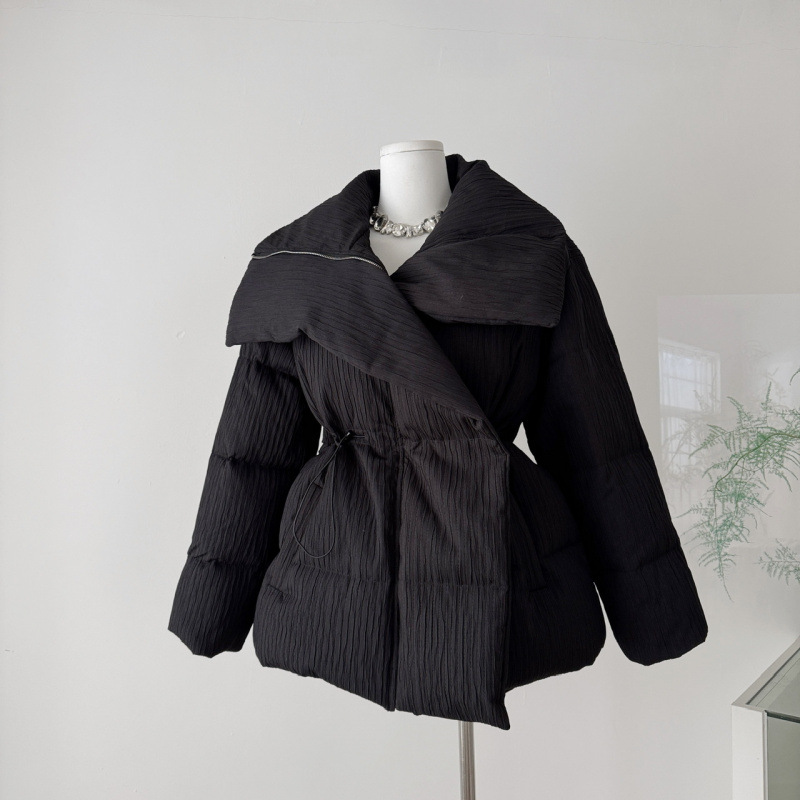 Thirteen Lines 2025 Winter New Niche Style High-End Large Lapel Waist Mid-Length down Jacket for Women