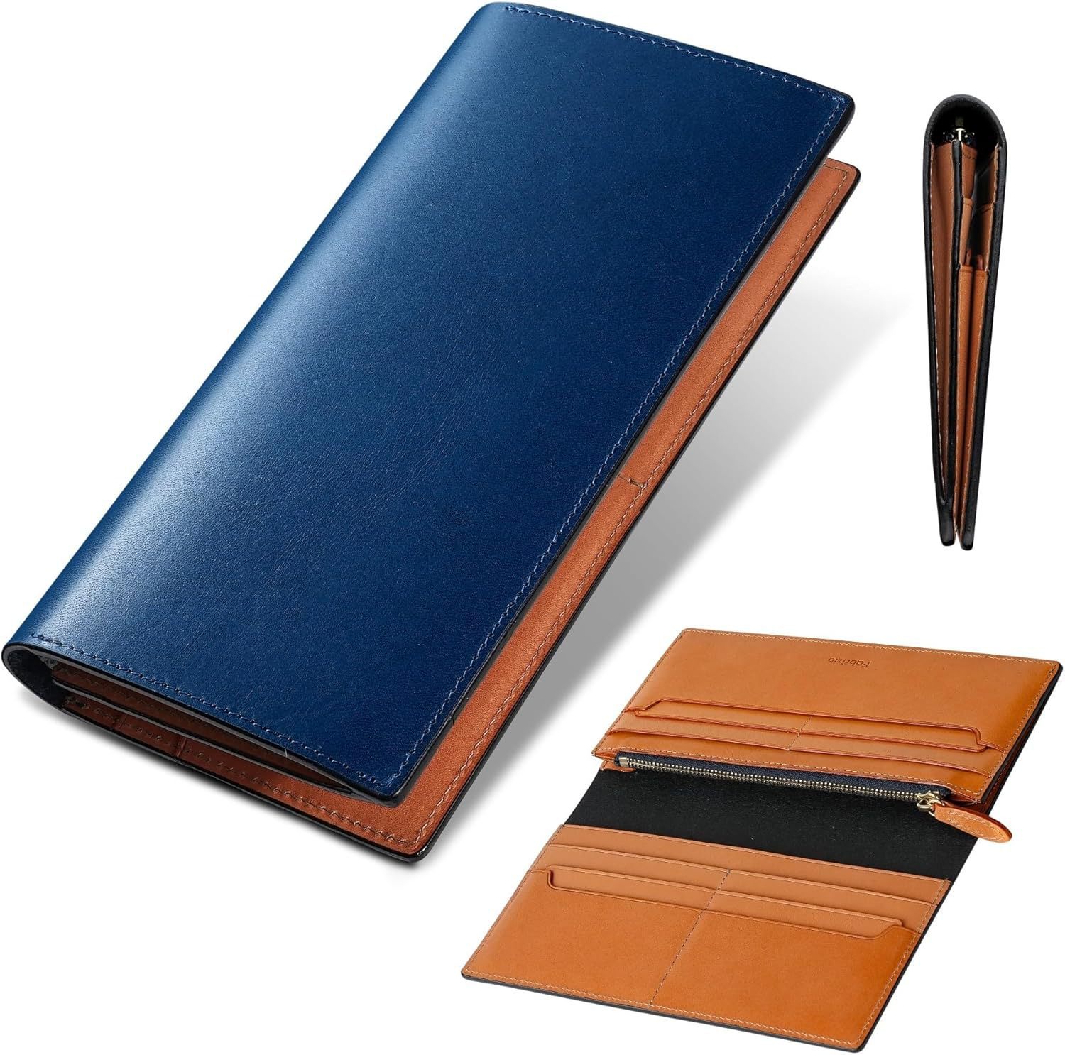 Comercio exterior estilo japonés crema de árbol Tochigi billetera de piel de vaca para hombre bolso largo portátil con cremallera billetera de negocios multifuncional