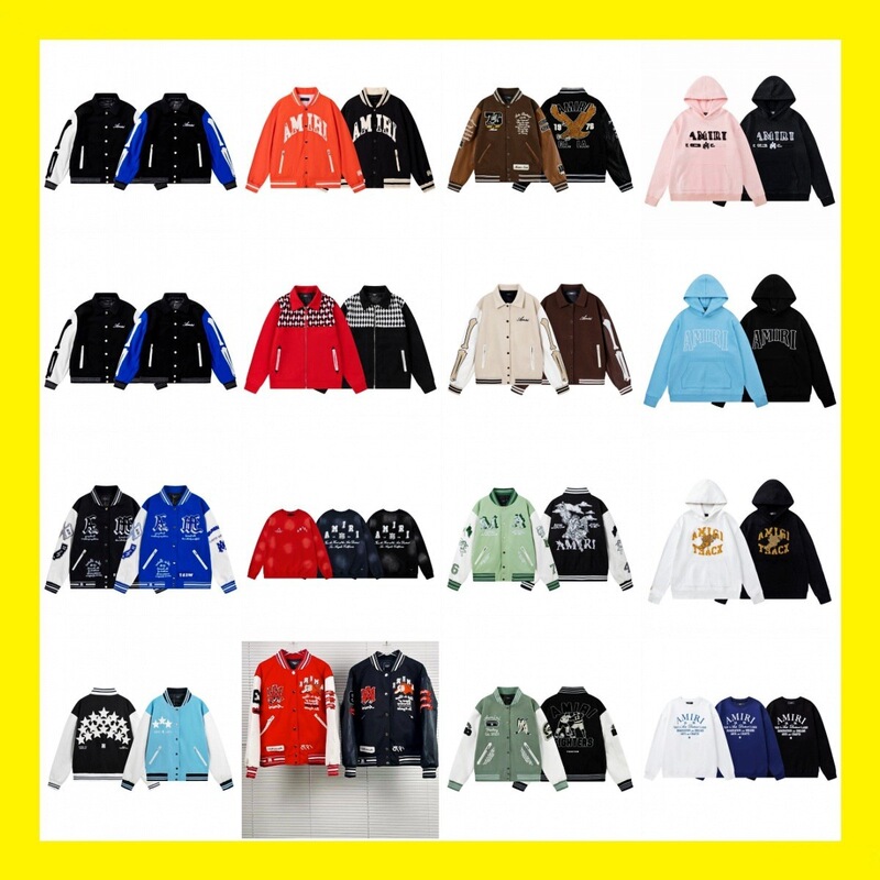Correct Version] Amiri Embroidered Bone Trendyy Flight Casual Jacket Jacket Men's and Women's Baseball Uniform Autumn and Winter