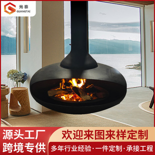Hanging electronic fireplace 3d simulation flame atomized fireplace 360 ° rotating villa hotel decorative fireplace