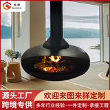 Подвесной электронный камин, 3D-камин с имитацией пламени, распылительный камин, вращающийся на 360 ° декоративный камин для виллы, отеля