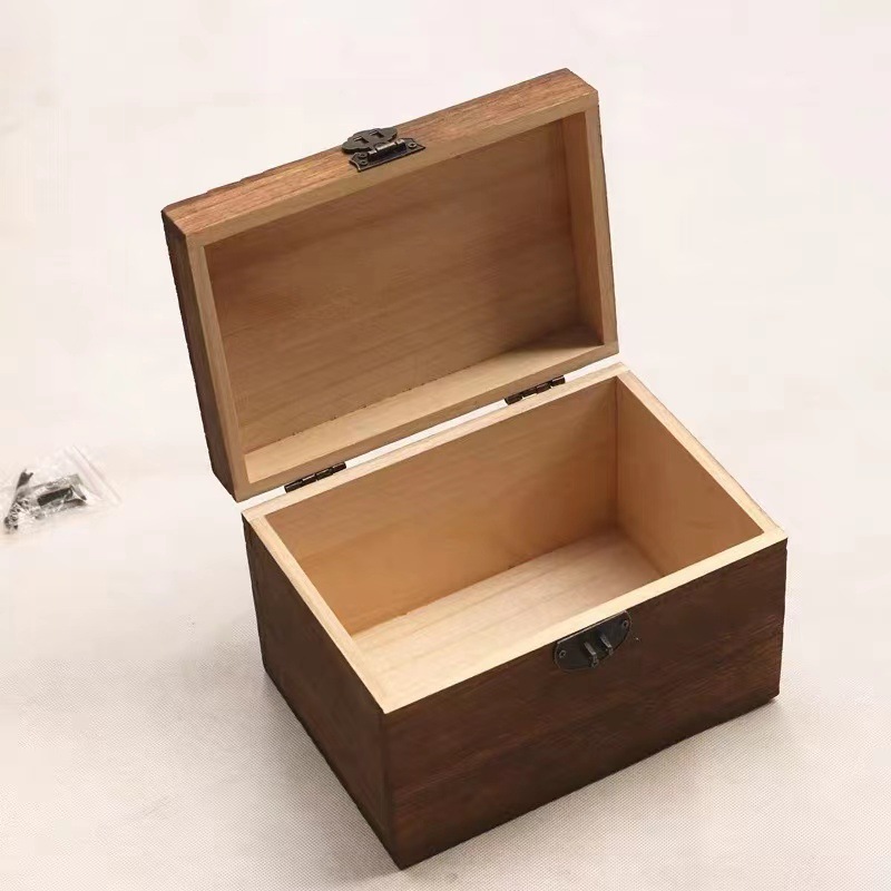 Table retro storage box from natural wood