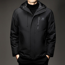 保暖羽绒服户外冲锋衣外套男2025冬可拆卸白鸭绒内胆加厚连帽上衣