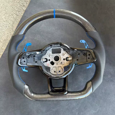 Carbon fiber perforated steering wheel for Volkswagen Golf 7 7.5 GTI GTD GTE R 2013-2020 (Steering wheel) - the-new-blue-r-mark-does-not-have-buttons